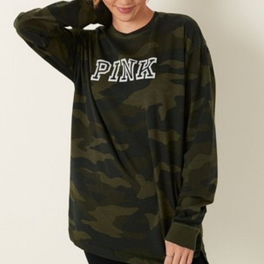 Victoria's Secret Pink Camo Long Sleeve Print Shirt